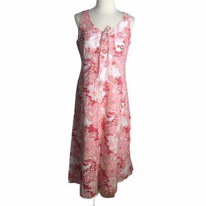 Liz and Co sleeveless sun dress pink floral 12